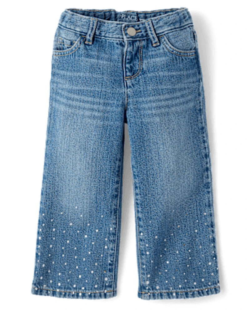 Toddler Girls Foil Wide Leg Jeans