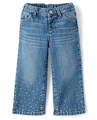 Toddler Girls Foil Wide Leg Jeans