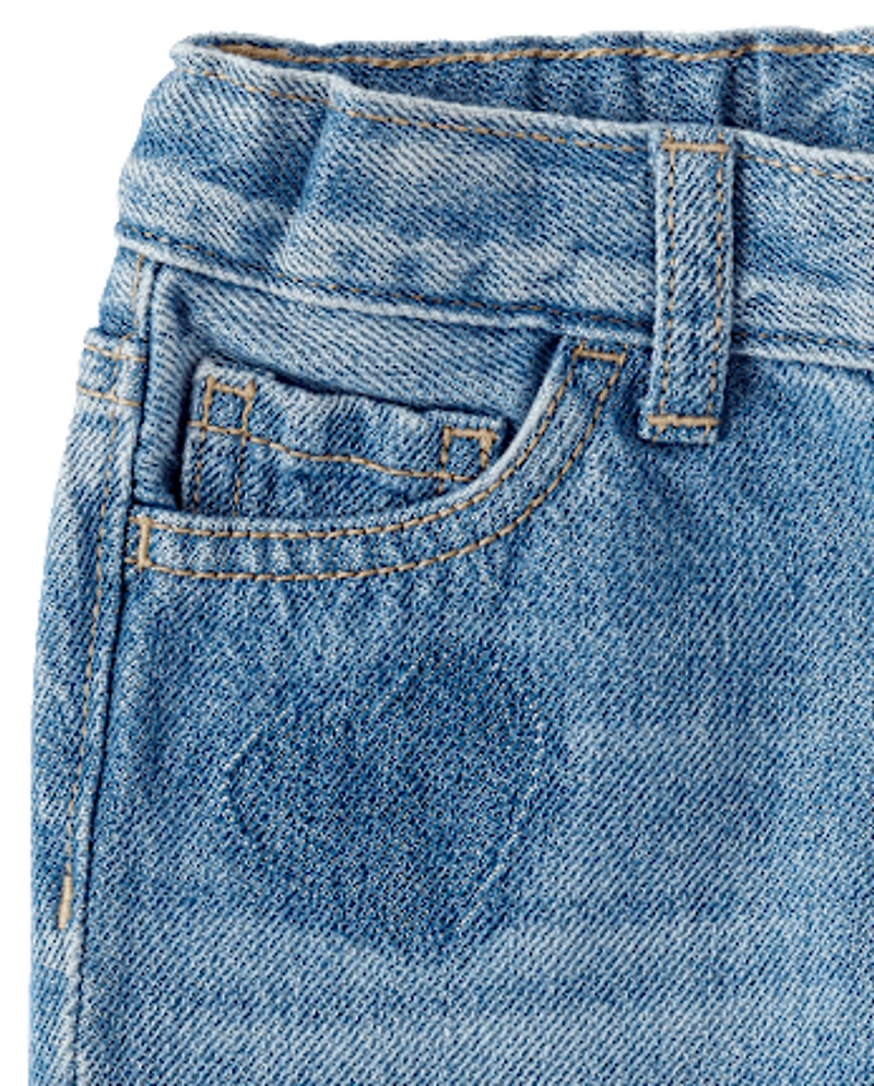 Toddler Girls Heart Patch Baggy Barrel Jeans