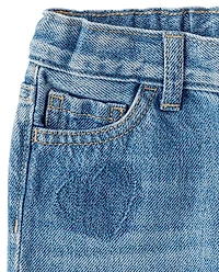 Toddler Girls Heart Patch Baggy Barrel Jeans