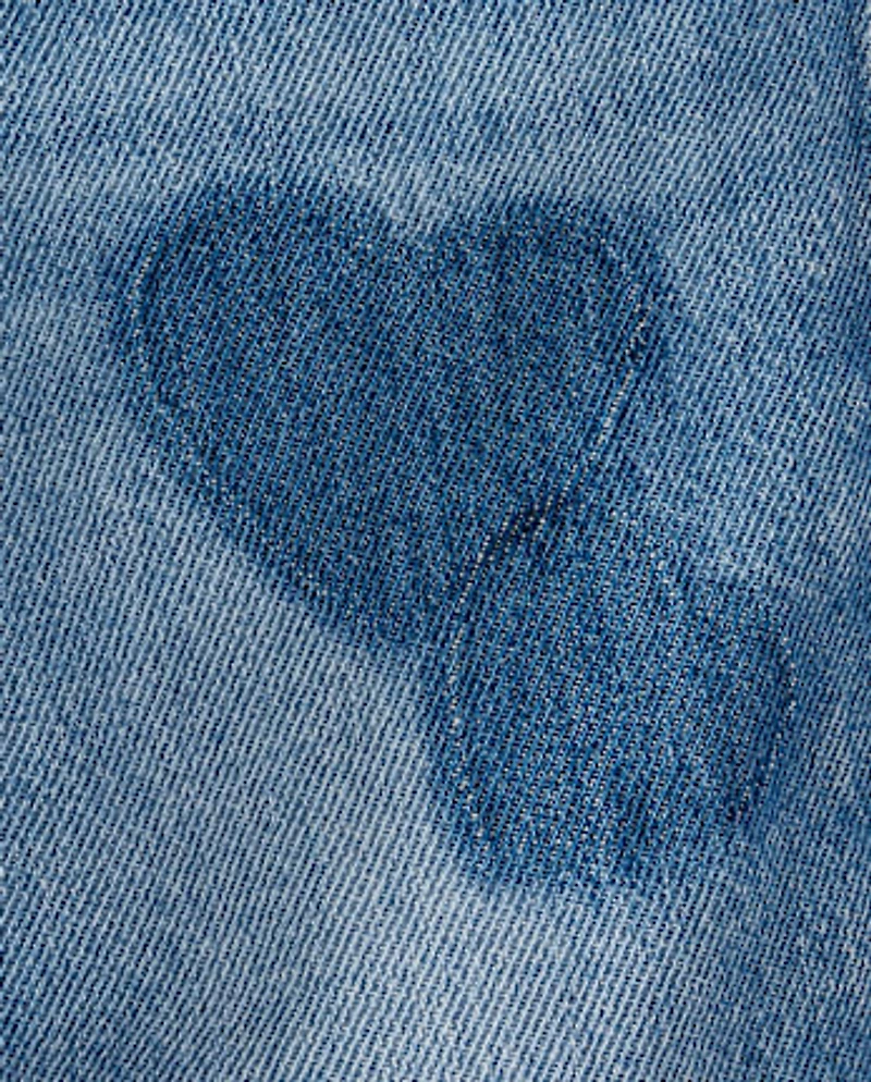 Toddler Girls Heart Patch Baggy Barrel Jeans