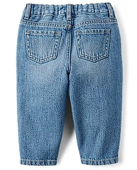 Toddler Girls Heart Patch Baggy Barrel Jeans