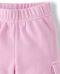 Toddler Garment Dyed Premium Fleece Wide Leg Cargo Lounge Pants