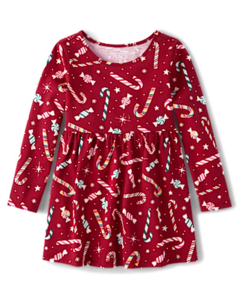 Baby And Toddler Girls Print Babydoll Dress