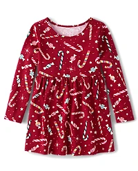 Baby And Toddler Girls Print Babydoll Dress