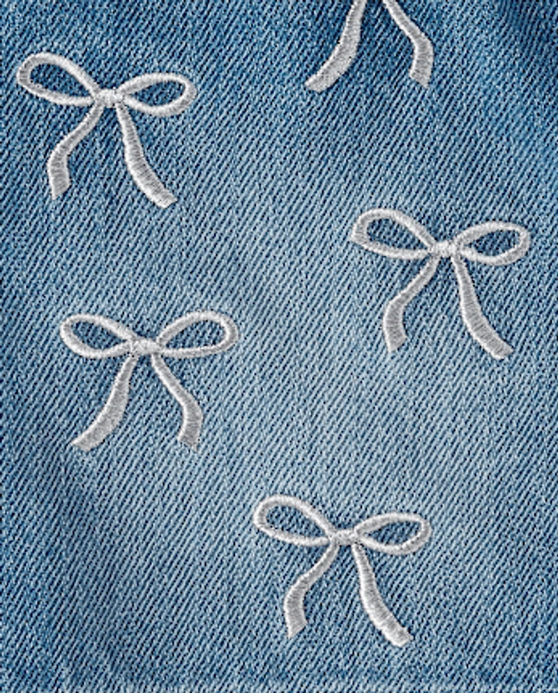 Toddler Girls Rhinestone Bow Denim Skirt