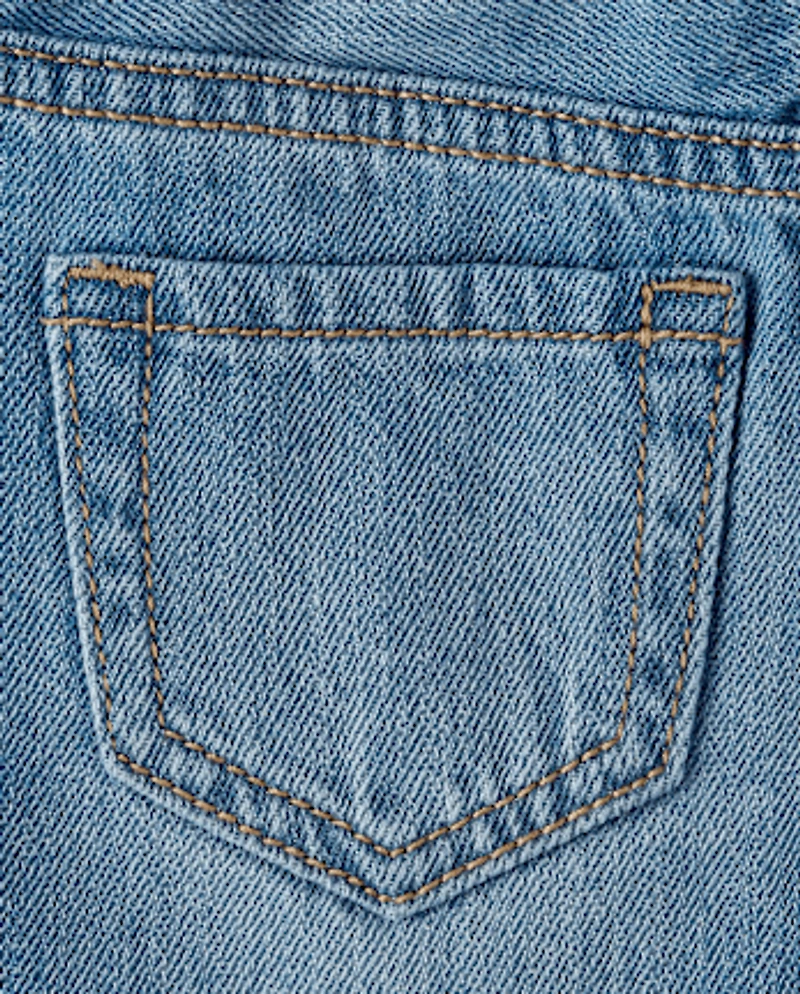 Jupe en jean avec nœud strass pour petite fille