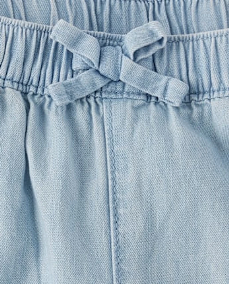 Baby And Toddler Girls Chambray Baggy Pull On Jogger Pants