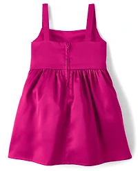 Baby And Toddler Girls Oversized Bow Satin Fit Flare Dress