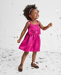 Baby And Toddler Girls Oversized Bow Satin Fit Flare Dress