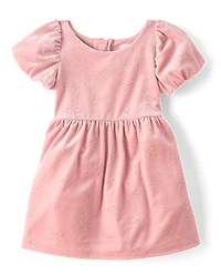 Baby And Toddler Girls Glitter Bow Velour Bubble Dress