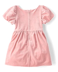 Baby And Toddler Girls Glitter Bow Velour Bubble Dress