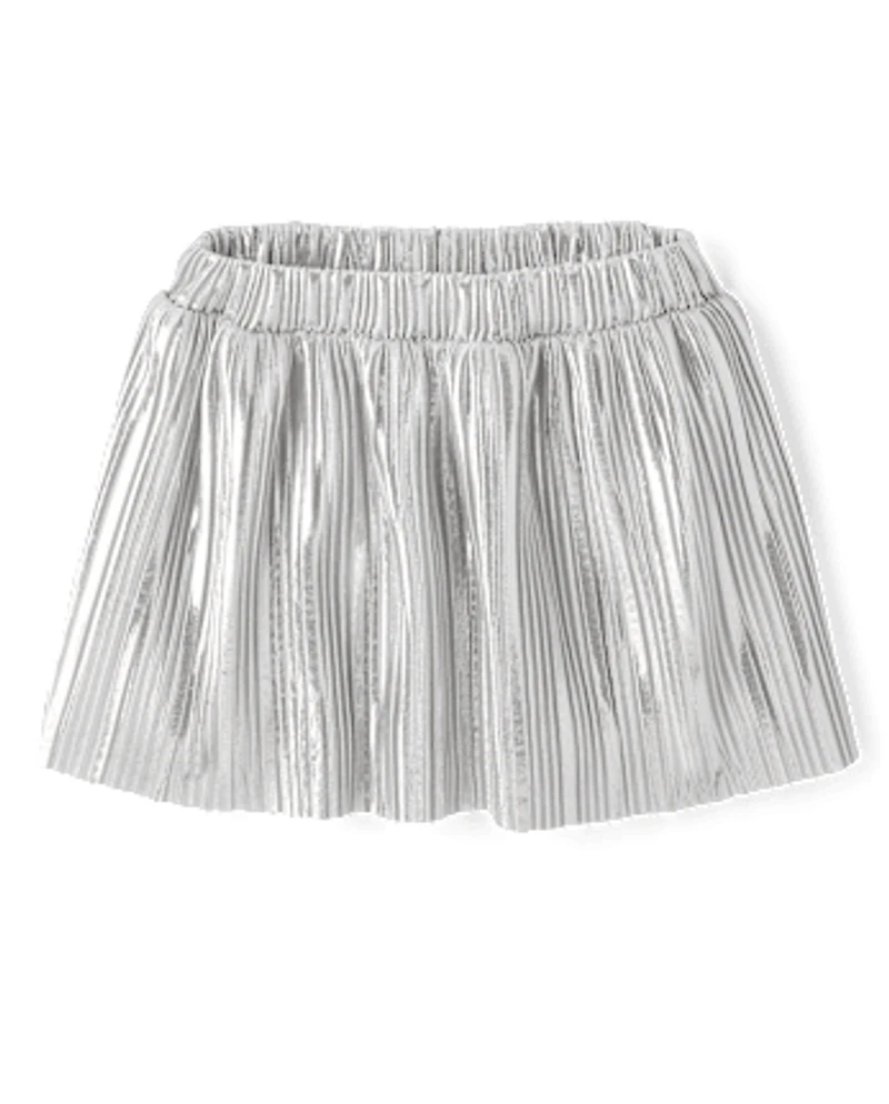 Toddler Girls Metallic Pleated Skirt