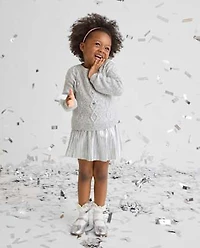 Toddler Girls Metallic Pleated Skirt