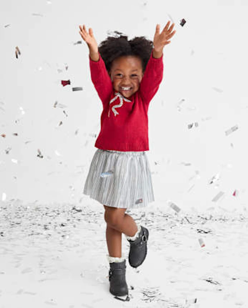 Toddler Girls Metallic Pleated Skirt