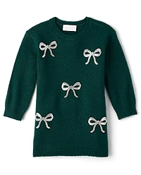 Baby And Toddler Girls Sequin Bow Sweater Dress
