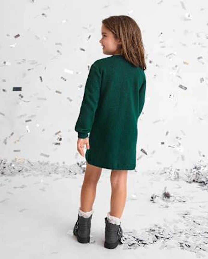 Robe pull à paillettes et nœud pour bébé petite fille