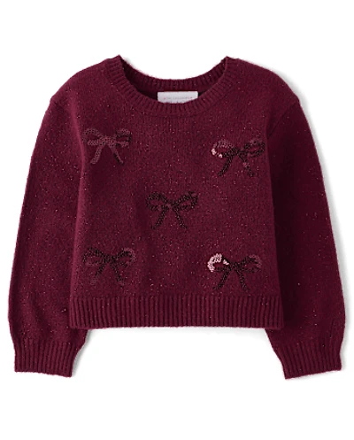 Toddler Girls Sequin Bow Sweater