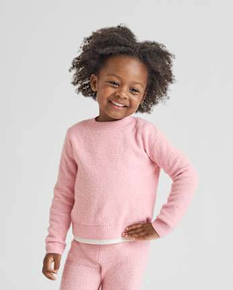 Ensemble 2 pièces pull gaufré pour petite fille