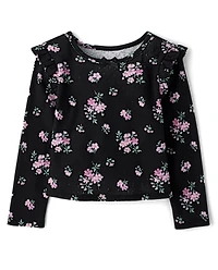 Toddler Girls Floral Pointelle Flutter Top