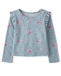 Toddler Girls Floral Pointelle Flutter Top