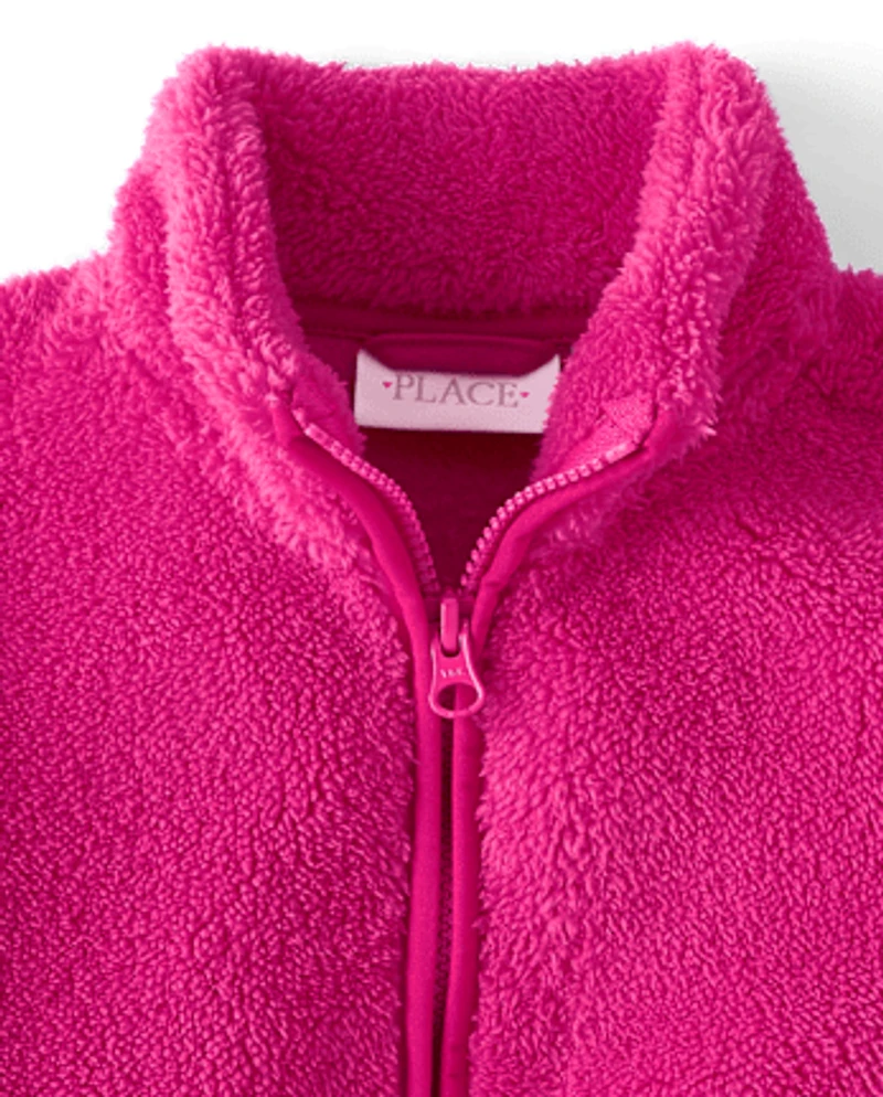 Toddler Girls Heavyweight Sherpa Zip Up Jacket