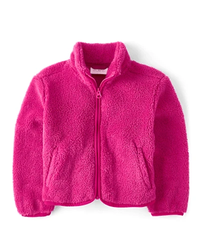 Toddler Girls Heavyweight Sherpa Zip Up Jacket