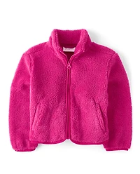 Toddler Girls Heavyweight Sherpa Zip Up Jacket