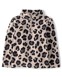 Toddler Girls Print Microfleece Half Zip Pullover