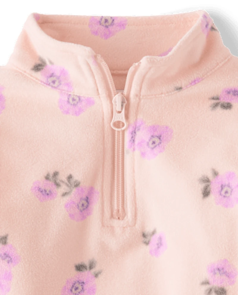 Toddler Girls Print Microfleece Half Zip Pullover