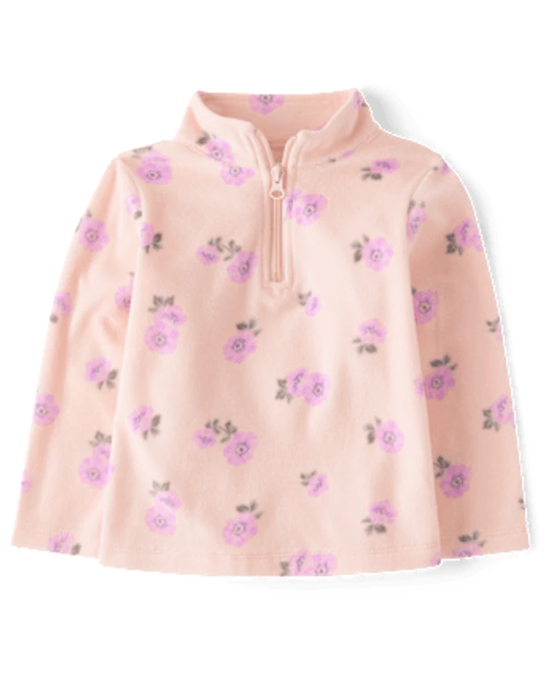 Toddler Girls Print Microfleece Half Zip Pullover