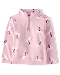Toddler Girls Print Microfleece Half Zip Pullover