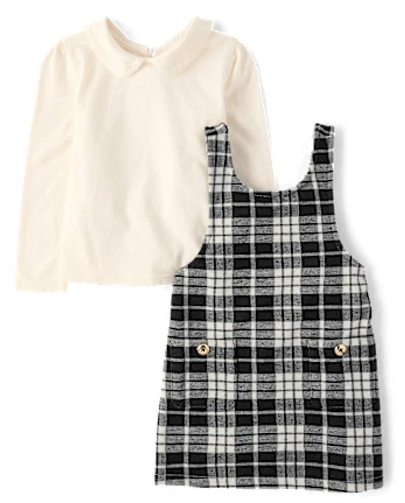 Toddler Girls Plaid Skirtall 2-Piece Outfit Set