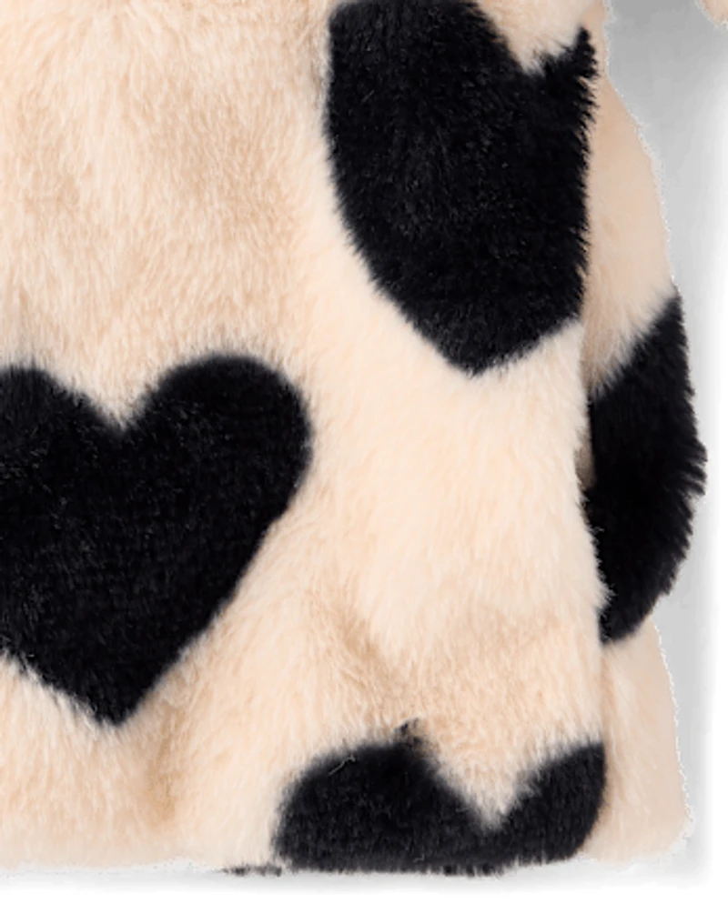Toddler Girls Heart Faux Fur Coat