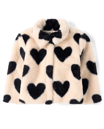 Toddler Girls Heart Faux Fur Coat