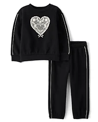 Toddler Girls Puff Graphic Premium Fleece 2-Piece Outfit Set