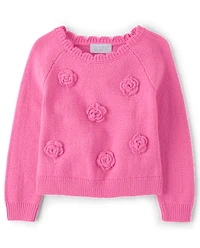 Pull rosace 3D pour petite fille