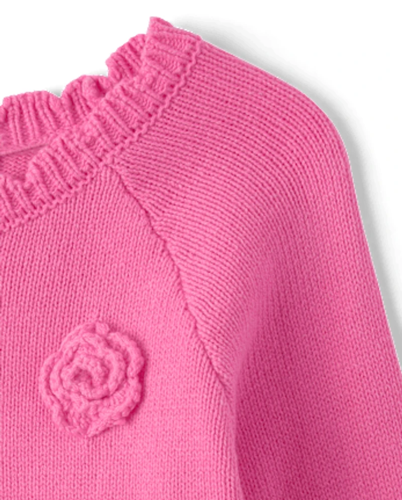 Pull rosace 3D pour petite fille