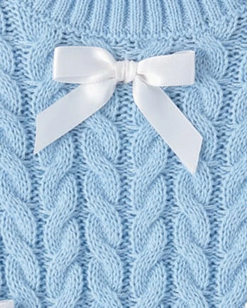 Toddler Girls Bow Cable Knit Sweater