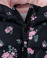 Toddler Girls Print Microfleece Lined Puffer Jacket