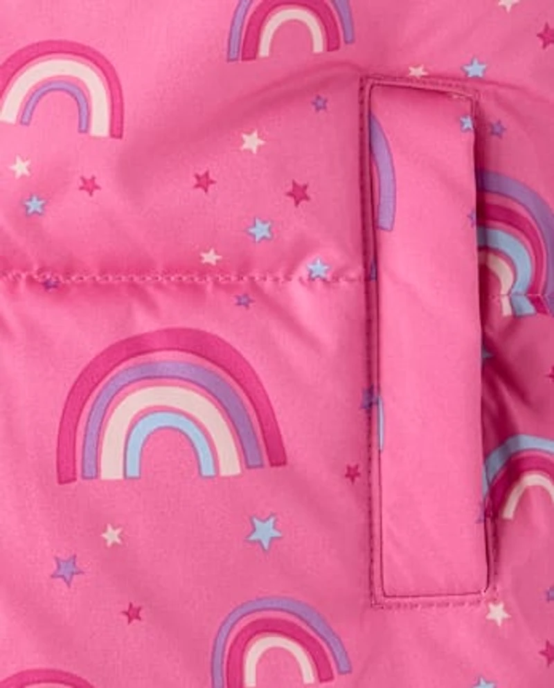 Toddler Girls Print Microfleece Lined Puffer Jacket
