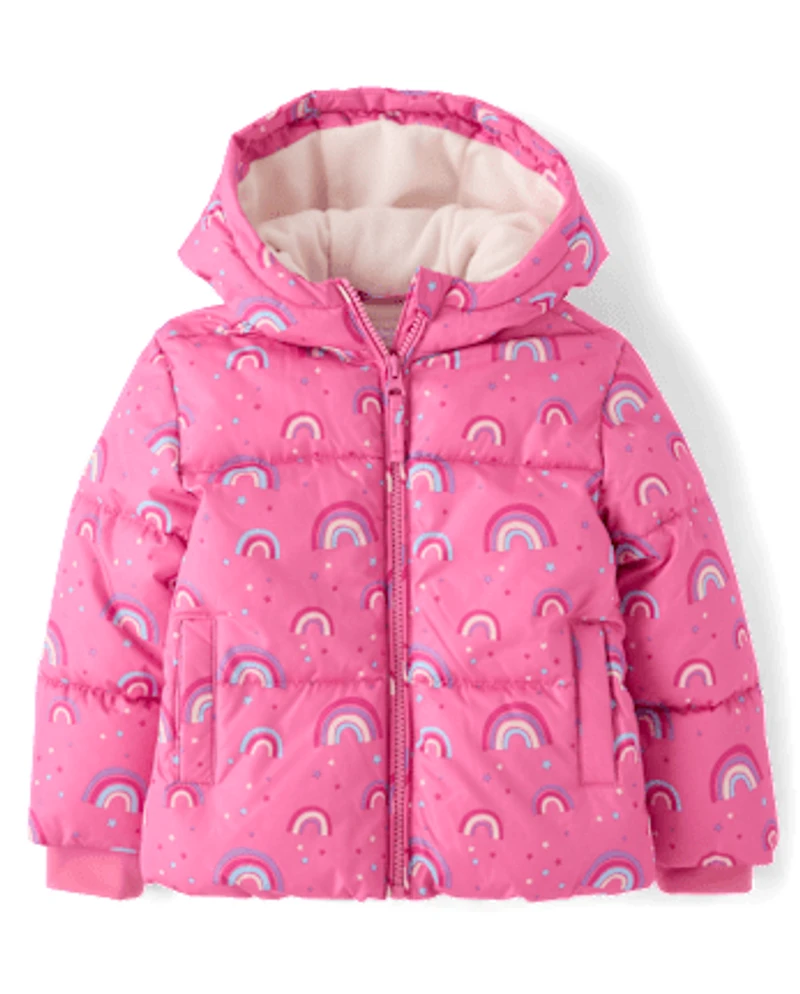 Toddler Girls Print Microfleece Lined Puffer Jacket