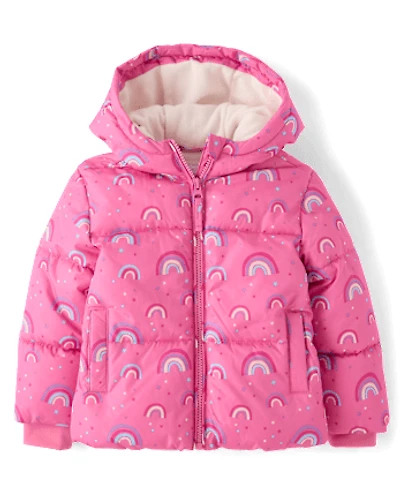 Toddler Girls Print Microfleece Lined Puffer Jacket