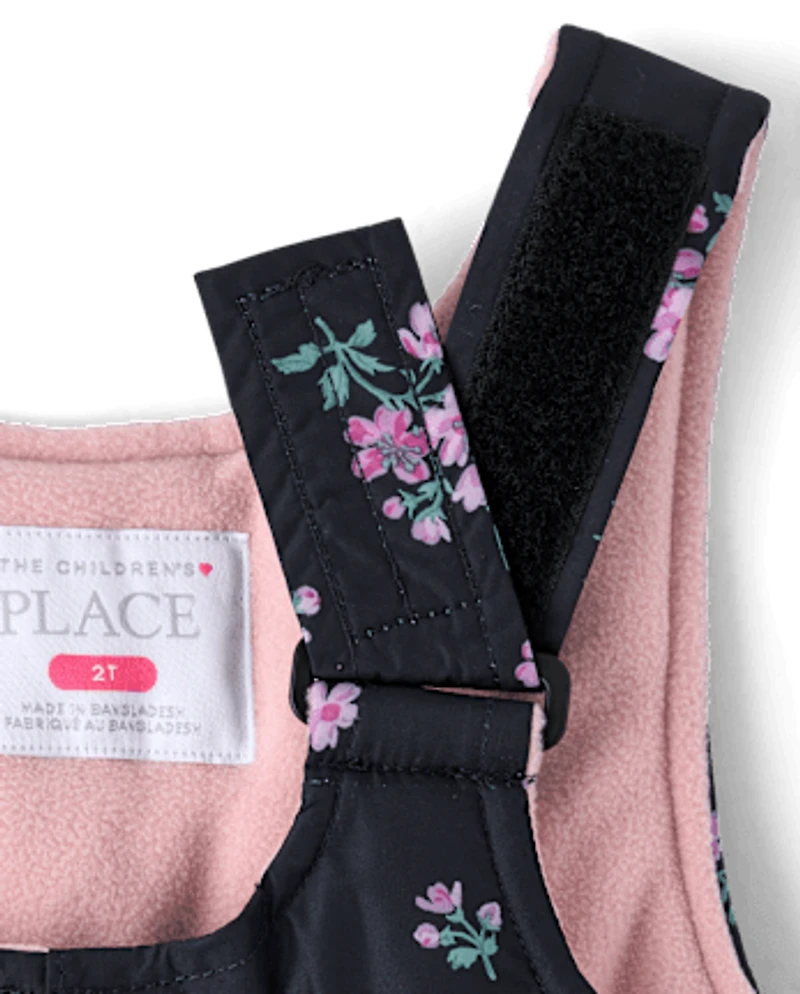 Toddler Girls Print Snow Overalls