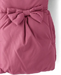 Toddler Girls Bow Faux Fur Lined Bubble Puffer Jacket