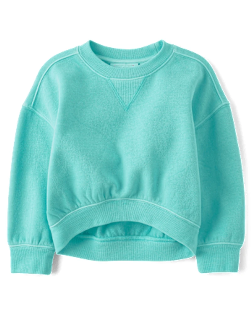 Toddler Girls Garment Dyed Premium Fleece Sweatshirt