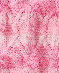 Toddler Girls Ombre Cable Knit Chenille Sweater