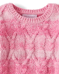 Toddler Girls Ombre Cable Knit Chenille Sweater
