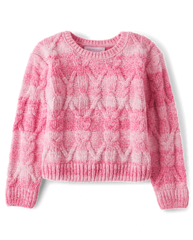 Toddler Girls Ombre Cable Knit Chenille Sweater