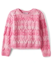 Toddler Girls Ombre Cable Knit Chenille Sweater